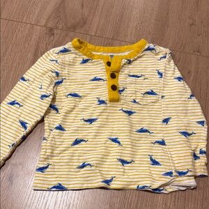 Old Navy Yellow & Blue Striped Whale Long Sleeve Tee
